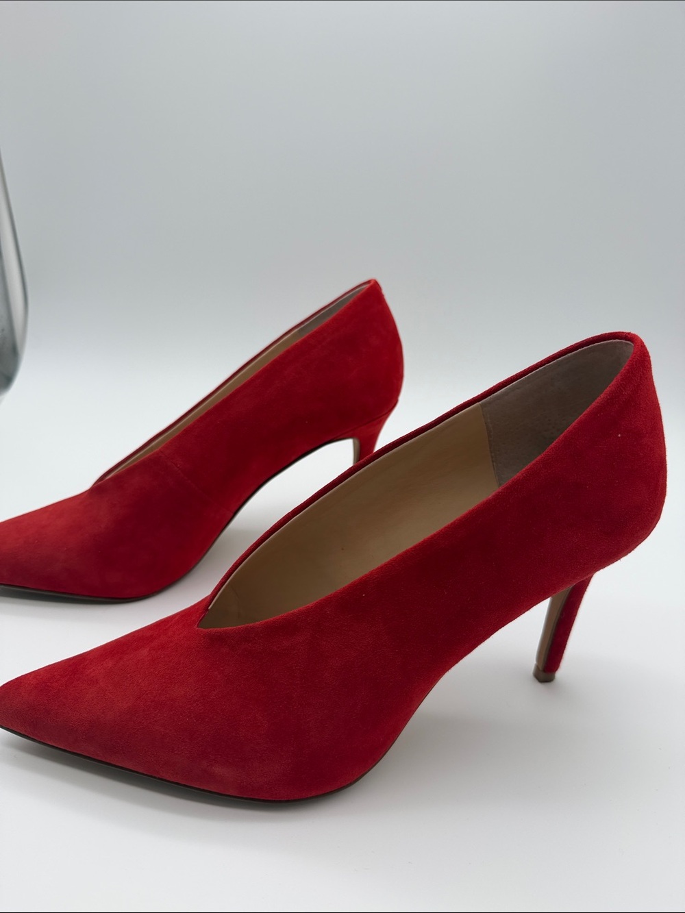 Vince Camuto Red Suede Pointed-Toe Kitten Heels - Picture 2 of 7